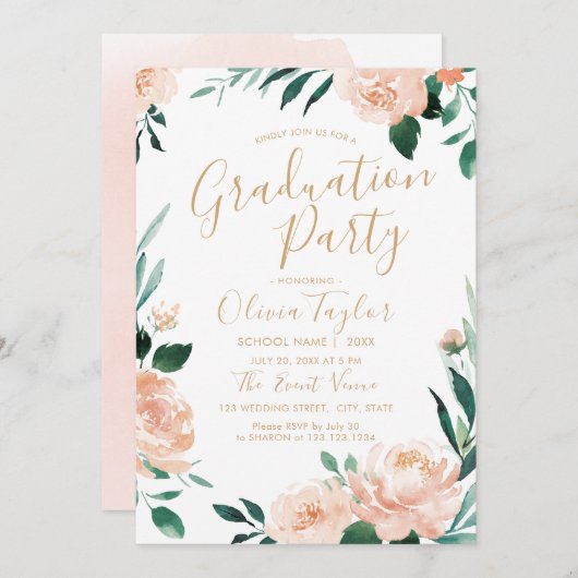 Romantische tuinbouwpartij waterverf florale gradu kaart (Voorkant / Achterkant)