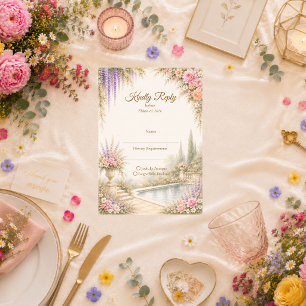 Romantische Tuinbruiloft RSVP Kaartje