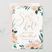 Romantische tuinflorale kalligrafie bespaart de da save the date (Voorkant / Achterkant)