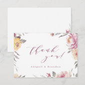 Romantische tuinmauve bloembruiloft bedankkaart (Voorkant / Achterkant)