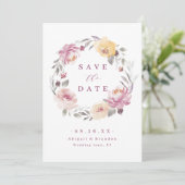 Romantische tuinmauve bloembruiloft save the date (Staand voorkant)