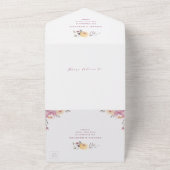 Romantische tuinmauve florale bruiloft all in one uitnodiging (Buitenkant)