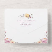 Romantische tuinmauve florale bruiloft all in one uitnodiging (Achterkant)