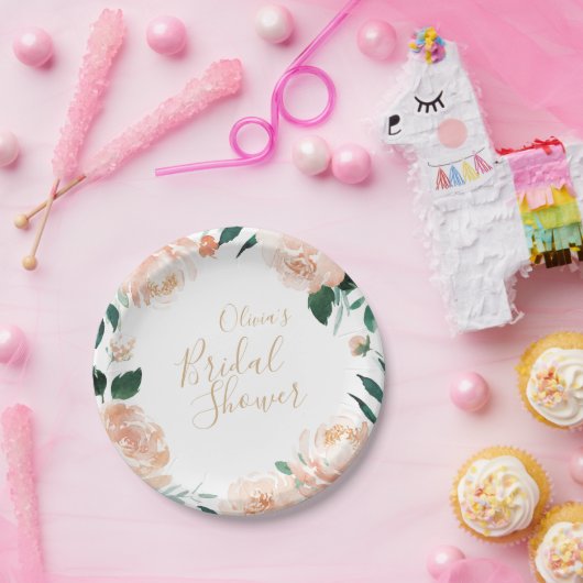 Romantische tuinperappelbloem vrijgezellenfeest papieren bordje (Feest)