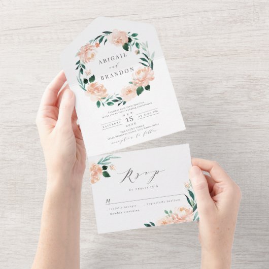 Romantische tuinperwestische trouwerij all in one uitnodiging (Afscheurbaar)