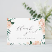 Romantische tuinperziken bedankkaart (Staand voorkant)