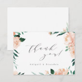 Romantische tuinperziken bedankkaart (Voorkant / Achterkant)