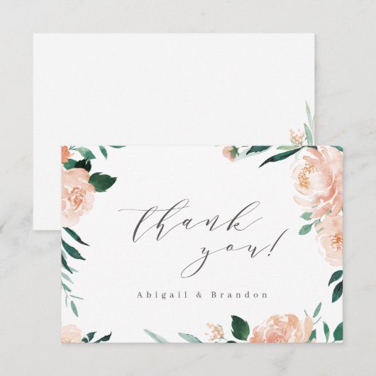 Romantische tuinperziken bedankkaart (Voorkant / Achterkant)