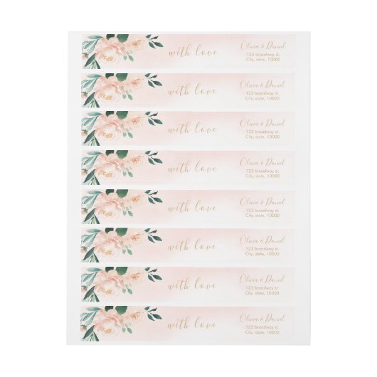 Romantische tuinperziken waterverf bloemperbruilof (Vel)