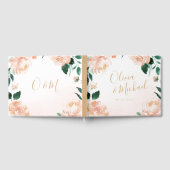 Romantische tuinperziken waterverf bloemperbruilof gastenboek (Volledig)