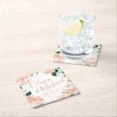 Romantische tuinperziken waterverf bloemperbruilof kartonnen onderzetters (Insitu)