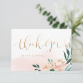 Romantische tuinperzikflorale kalligrafie bedankt (Staand voorkant)