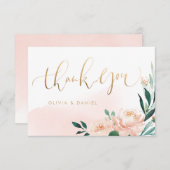 Romantische tuinperzikflorale kalligrafie bedankt (Voorkant / Achterkant)