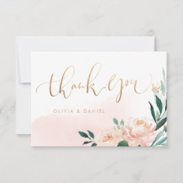 Romantische tuinperzikflorale kalligrafie bedankt