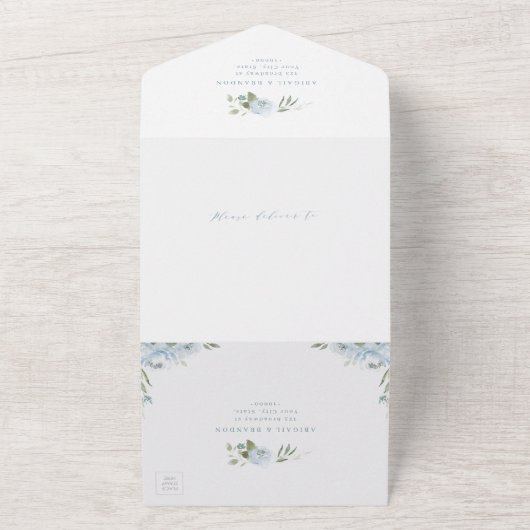 Romantische tuinschildpad met blauwe baard huwelij all in one uitnodiging (Buitenkant)