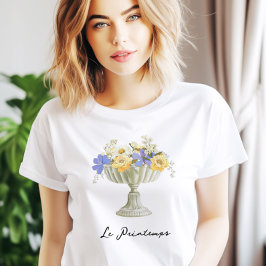Romantische tuinsiervaas met bloemen Frans T-shirt