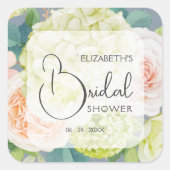 Romantische tuinvloeemen bruidsuitnodiging vierkante sticker (Voorkant)