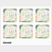 Romantische tuinvloeemen bruidsuitnodiging vierkante sticker (Vel)