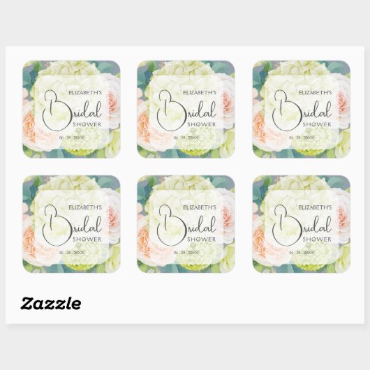 Romantische tuinvloeemen bruidsuitnodiging vierkante sticker (Vel)