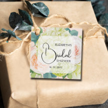 Romantische tuinvloemen bruiloftsshower favor tags