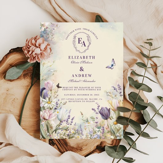 Romantische Tulp en Daisy Pastel bruiloft Kaart