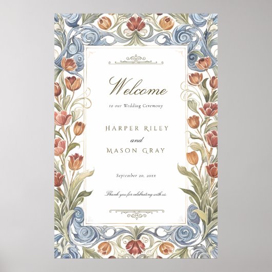 Romantische Tulp Trouw Welkom Bord Poster (Voorkant)