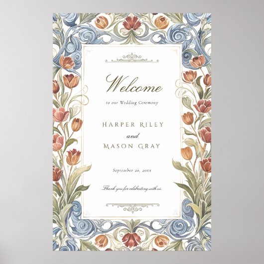 Romantische Tulp Trouw Welkom Bord Poster (Voorkant)