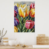 Romantische Tulpenbloesem Poster Kunst (Keuken)