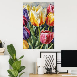 Romantische Tulpenbloesem Poster Kunst