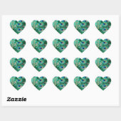 romantische  turquoise blauwgroen pauw bruiloft hart sticker (Vel)
