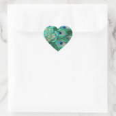 romantische  turquoise blauwgroen pauw bruiloft hart sticker (Tas)