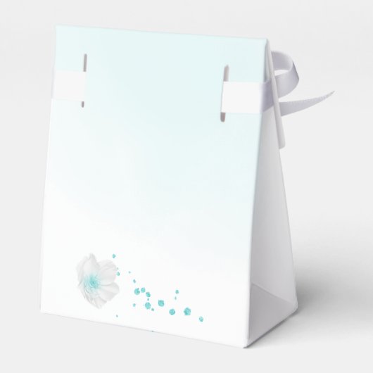 romantische turquoise bloemen bruiloft bedankdoosjes (Achterkant)