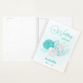 romantische turquoise bloemen bruiloft planner (Display)