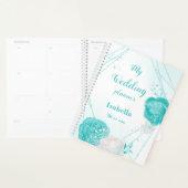 romantische turquoise bloemen bruiloft planner (Display)
