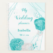 romantische turquoise bloemen bruiloft planner (Voorkant)
