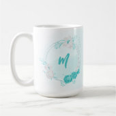 romantische turquoise bloemen koffiemok (Links)