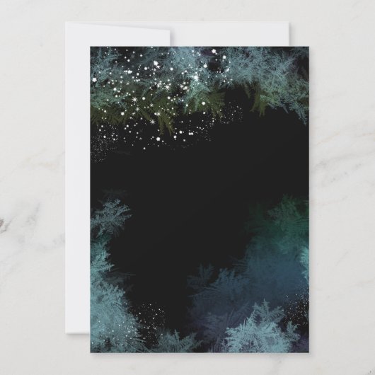 Romantische turquoise winter bos bruiloft kaart (Achterkant)