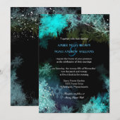 Romantische turquoise winter bos bruiloft kaart (Voorkant / Achterkant)