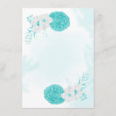 Romantische turquoise witte bloemendetails bruilof informatiekaartje (Achterkant)
