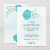 Romantische turquoise witte bloemendetails bruilof informatiekaartje (Voorkant / Achterkant)