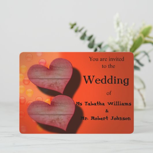 Romantische twee harten bruiloft uitnodiging (Staand voorkant)