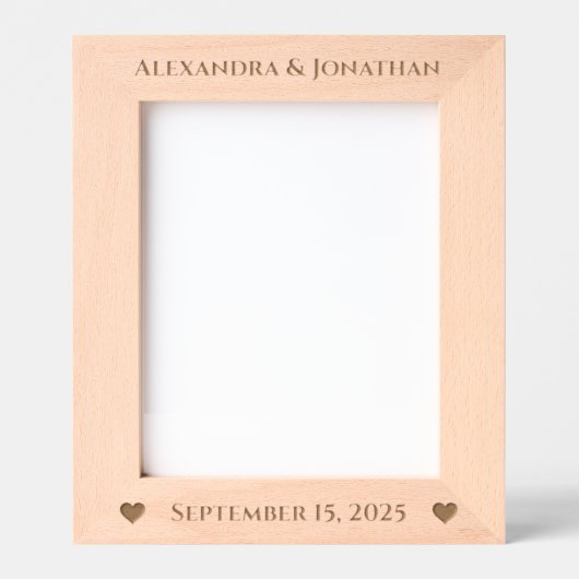 Romantische twee harten Pas getrouwd bruiloft foto Gegraveerde Lijstjes (Voorkant)