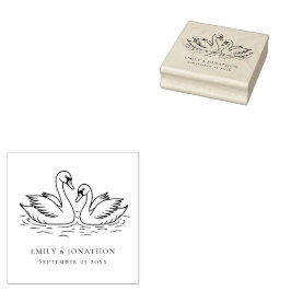 Romantische Twee Zwanen in Liefde Bruiloft Rubberstempel