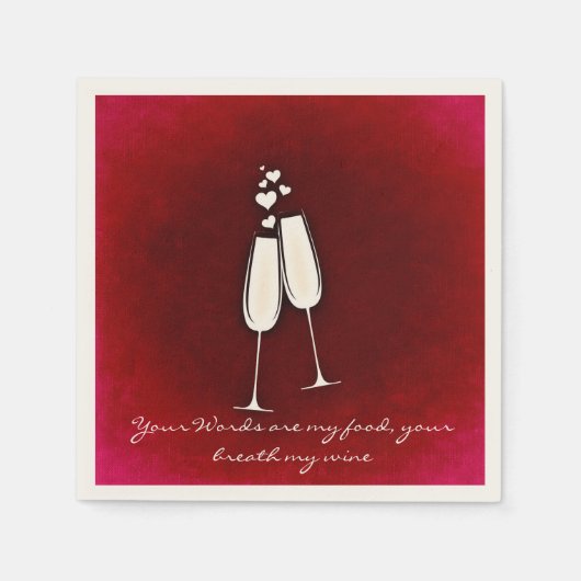Romantische Twin Wine Glasses Valentijnsdag Servet (Voorkant)