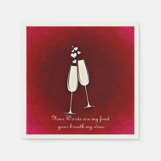 Romantische Twin Wine Glasses Valentijnsdag Servet (Voorkant)
