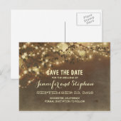 Romantische twinkle lichten Sla de datum briefkaar Aankondigingskaart (Voorkant / Achterkant)