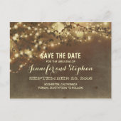 Romantische twinkle lichten Sla de datum briefkaar Aankondigingskaart (Voorkant)