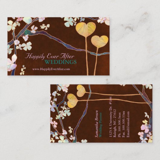 Romantische Two Hearts Wedding Planner Visitekaartje (Voorkant / Achterkant)