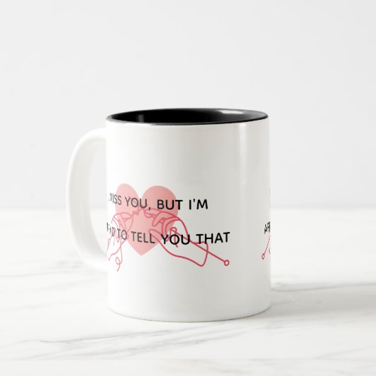 Romantische TwoTone Mok Ik mis je, maar ik ben ban (Voorkant links)