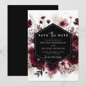 Romantische typografie Bourgondische bruiloft Save The Date (Voorkant / Achterkant)
